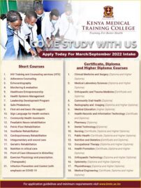 KMTC (Kenya Medical Training College) Courses 2022/2023 - EDU NOTES