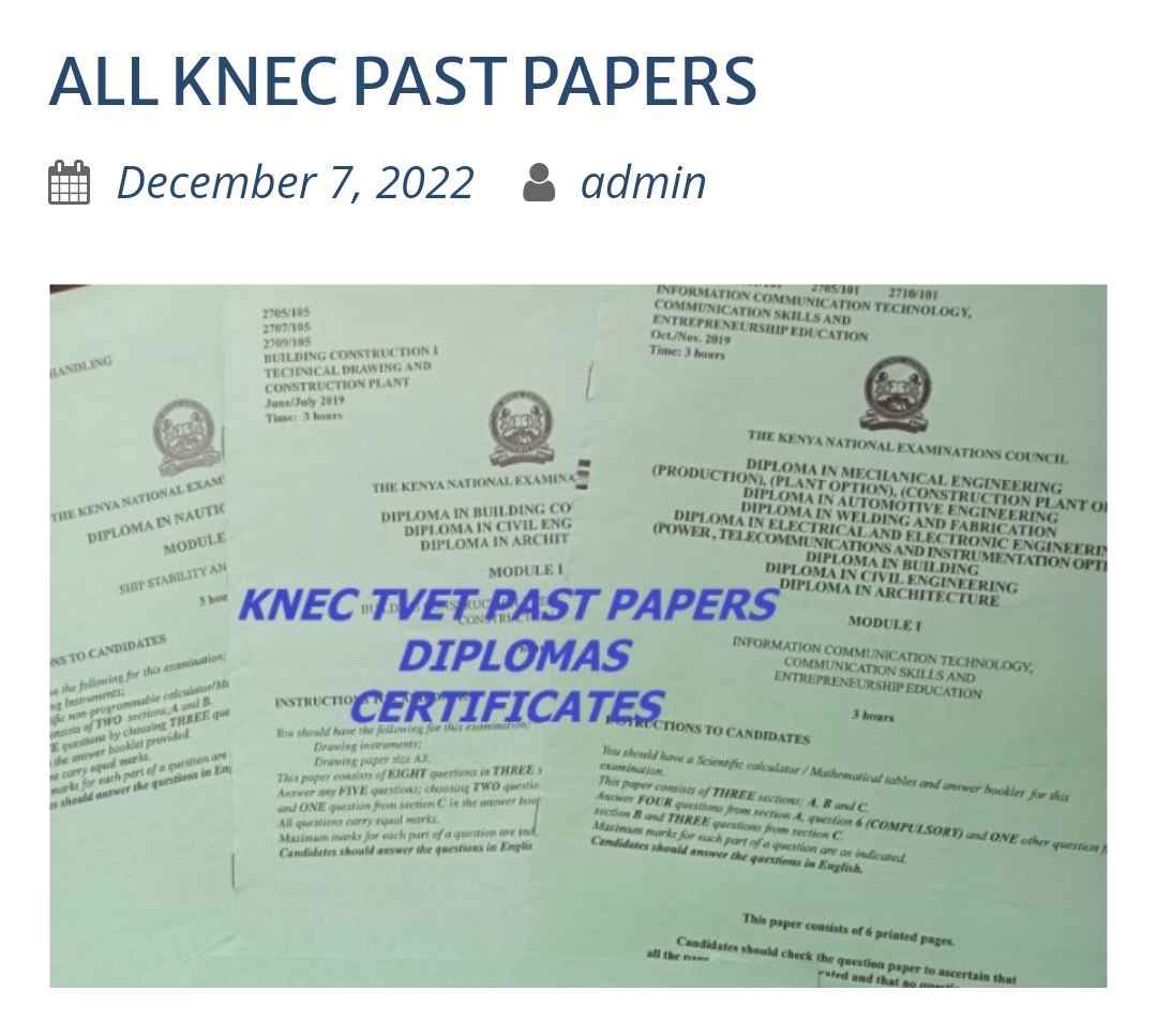 How To Get KNEC Past Papers And Download For Free - EDU NOTES