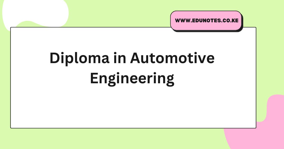 diploma in automotive engineering business plan