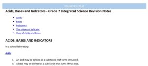 Acids, Bases and Indicators - Grade 7 Integrated Science Revision