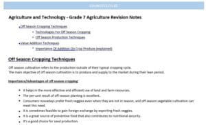 Agriculture and Technology - Grade 7 Agriculture Revision Notes
