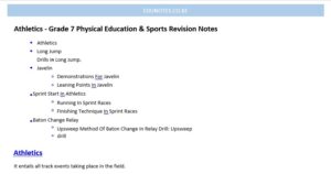 Athletics - Grade 7 Physical Education & Sports Revision Notes