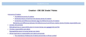 Creation - CRE CBC Grade 7 Notes