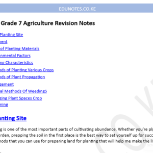 Crop Production - Grade 7 Agriculture Revision Notes