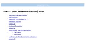 Fractions - Grade 7 Mathematics Revision Notes