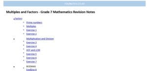 Multiples and Factors – Grade 7 Mathematics Revision Notes