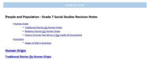 People and Population – Grade 7 Social Studies Revision Notes