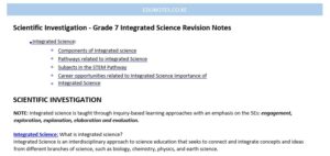 Scientific Investigation - Grade 7 Integrated Science Revision Notes