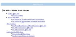 The Bible - CRE CBC Grade 7 Notes