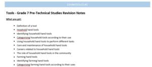 Tools - Grade 7 Pre-Technical Studies Revision Notes
