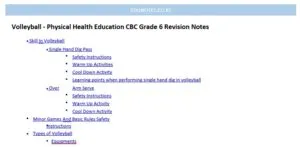 Volleyball - Physical Health Education CBC Grade 6 Revision Notes
