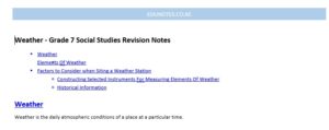 Weather - Grade 7 Social Studies Revision Notes