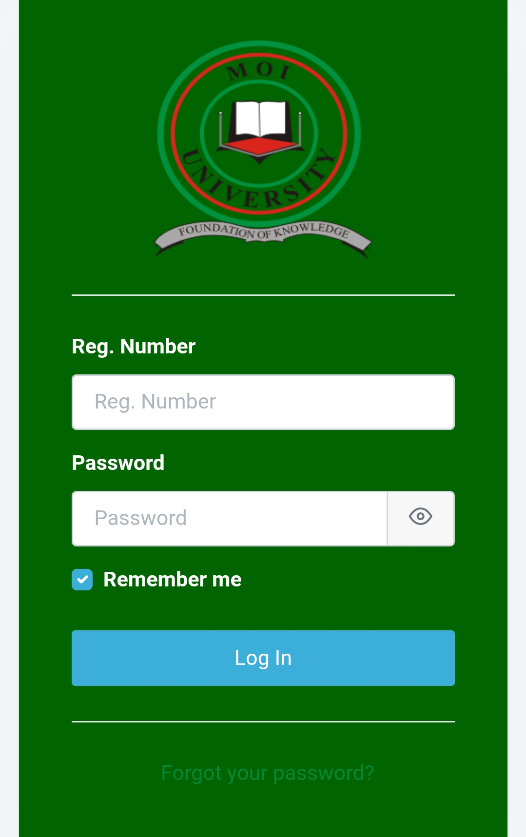 Moi University student portal dashboard
