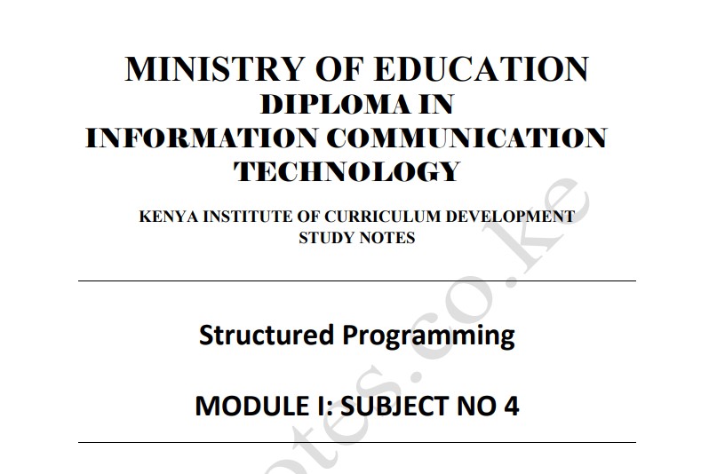 DICT Structured Programming Notes