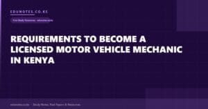 Requirements to Become a Licensed Motor Vehicle Mechanic in Kenya